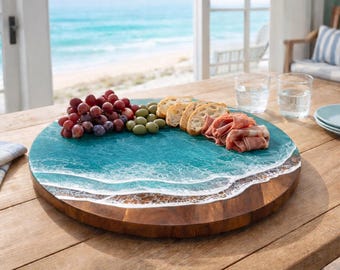 Lazy Susan with epoxy resin Ocean Waves