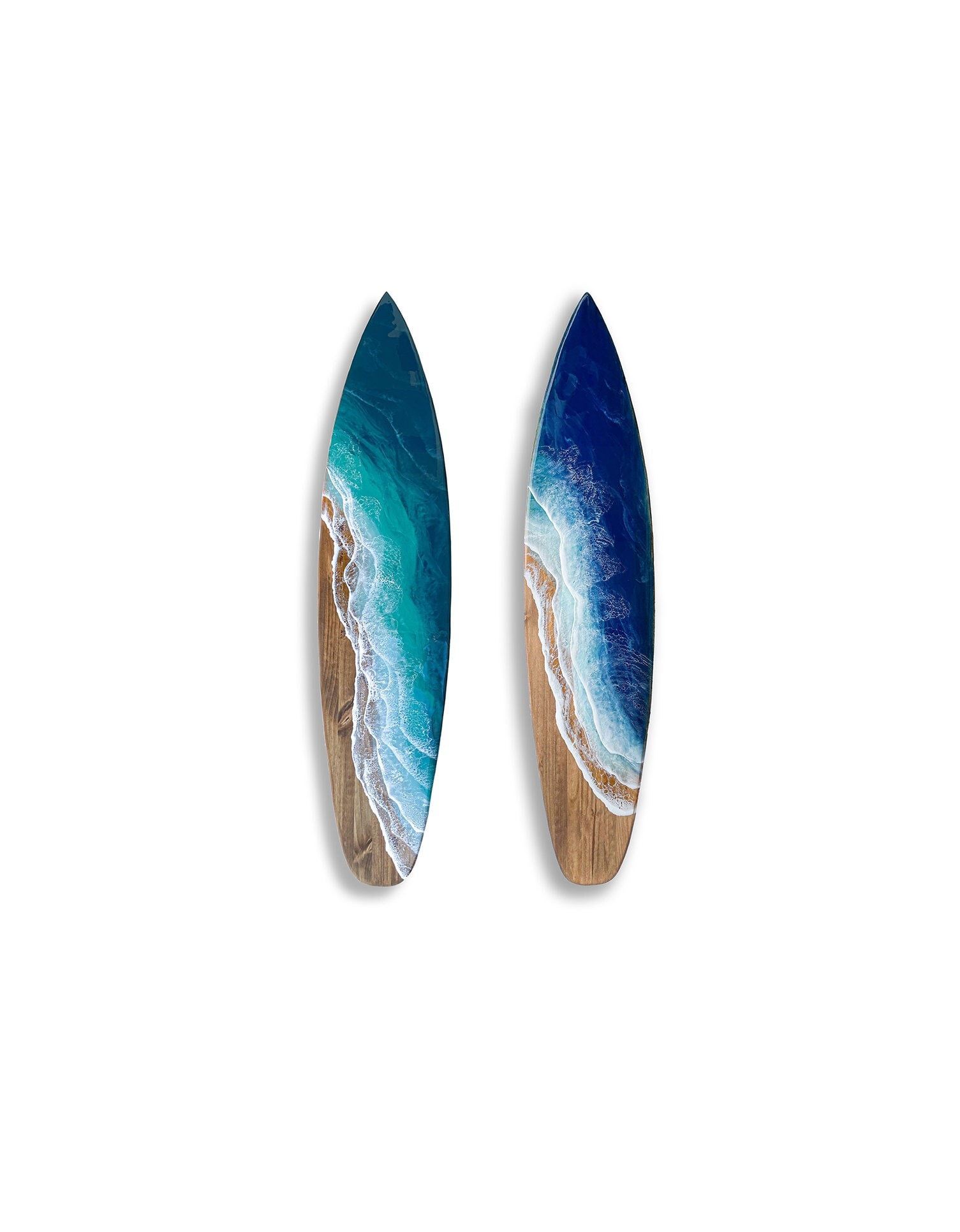6' Ocean Surfboard With Blue or Aqua Waves, Resin Wave Surfboard