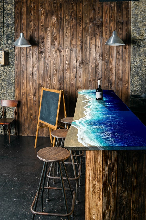 Live edge resin bar top discount