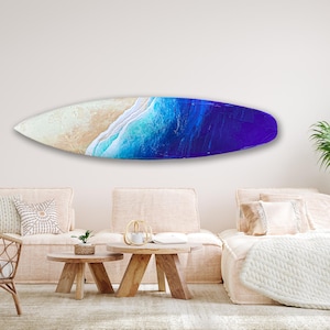6 foot Ocean Surfboard with epoxy resin waves, surfboard wall art