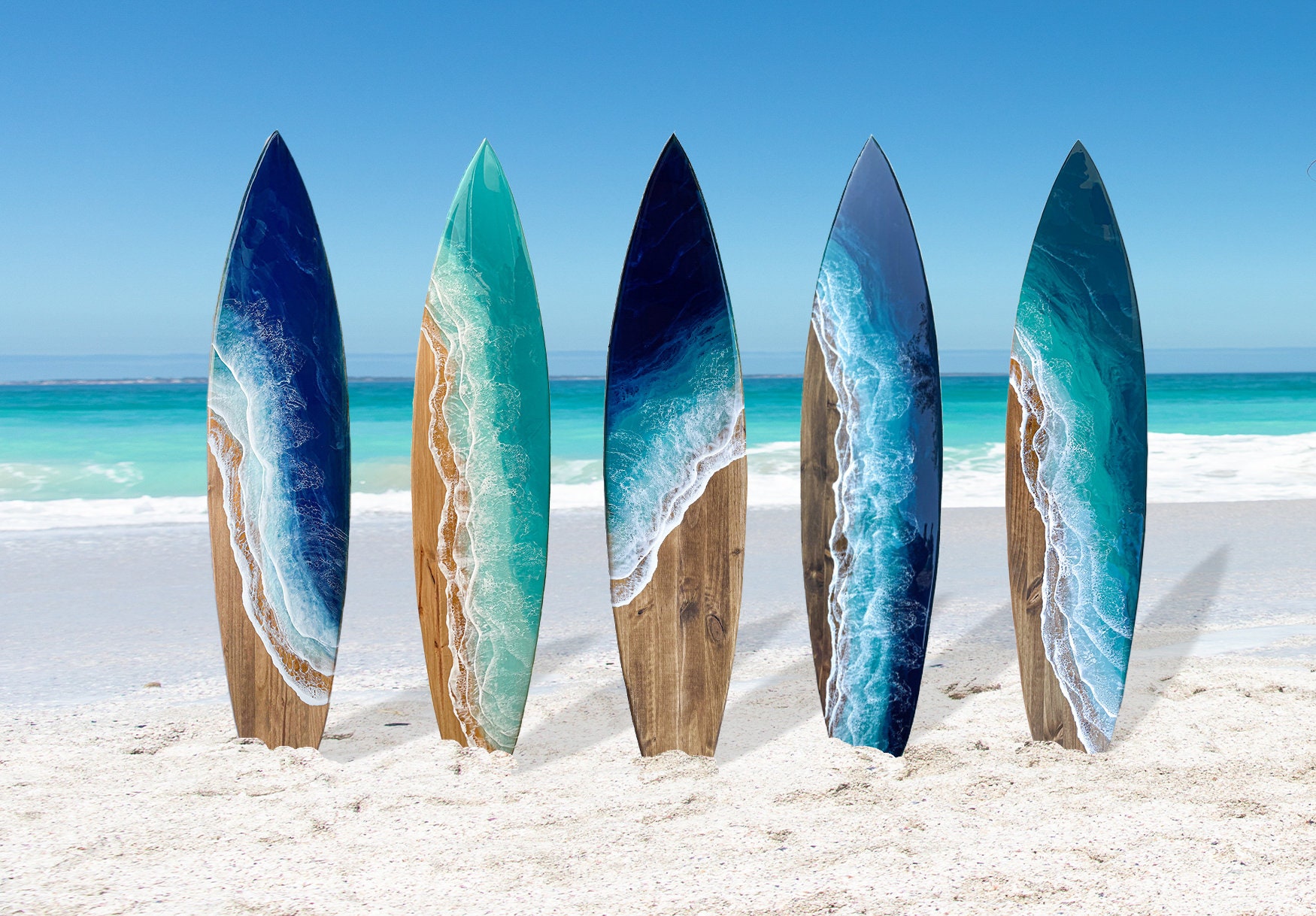 6' Ocean Surfboard With Resin Waves, Surfboard Wall Art - Etsy