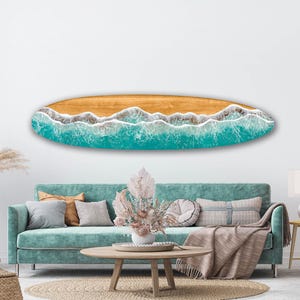 8&#39; wood longboard with epoxy resin waves
