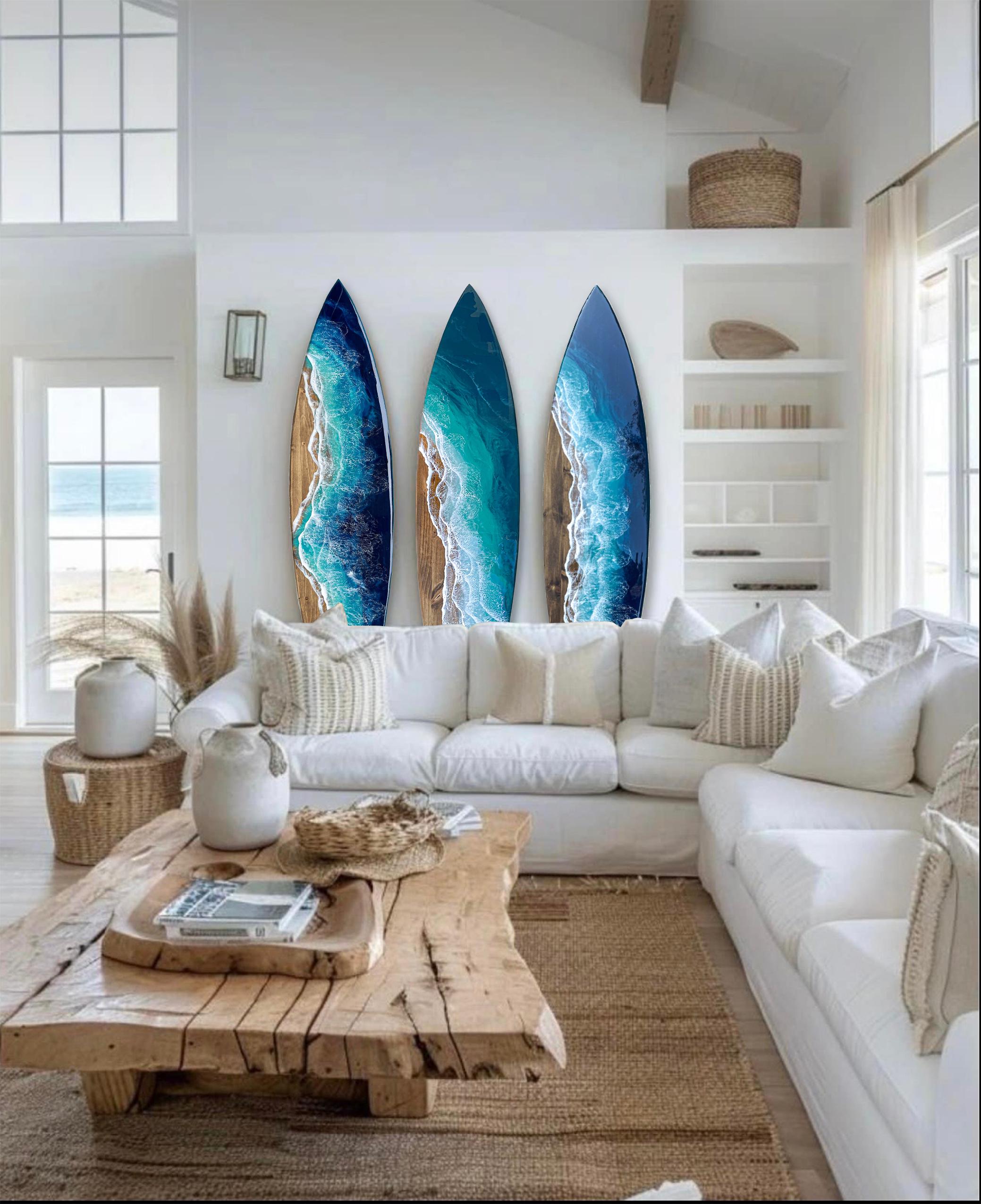 6' Ocean Surfboard With Waterfall Edge, Surfboard Wall Art - Etsy