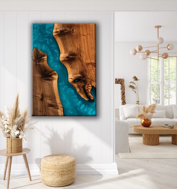 手作りのライブエッジブラックウォールナットウッドエポキシ樹脂