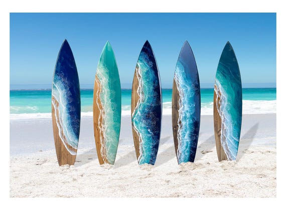 6' Ocean Surfboard With Waterfall Edge, Surfboard Wall Art - Etsy