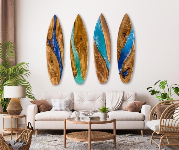 Resin River Surfboard, Live Edge, Olive Wood - Etsy