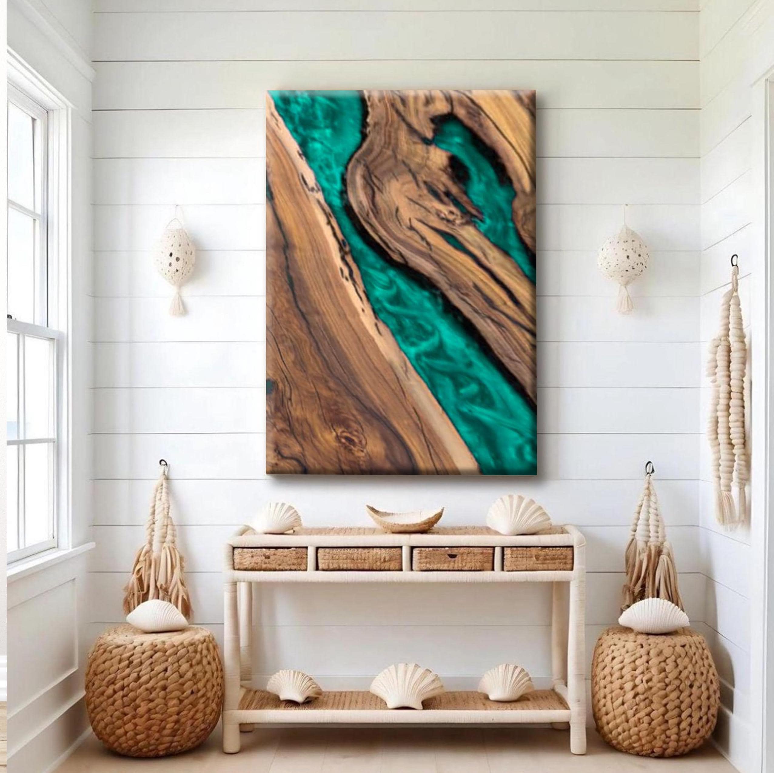 手作りのライブエッジブラックウォールナットウッドエポキシ樹脂