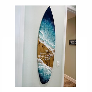 Resin Wave Surfboard: Custom Beach House Decor