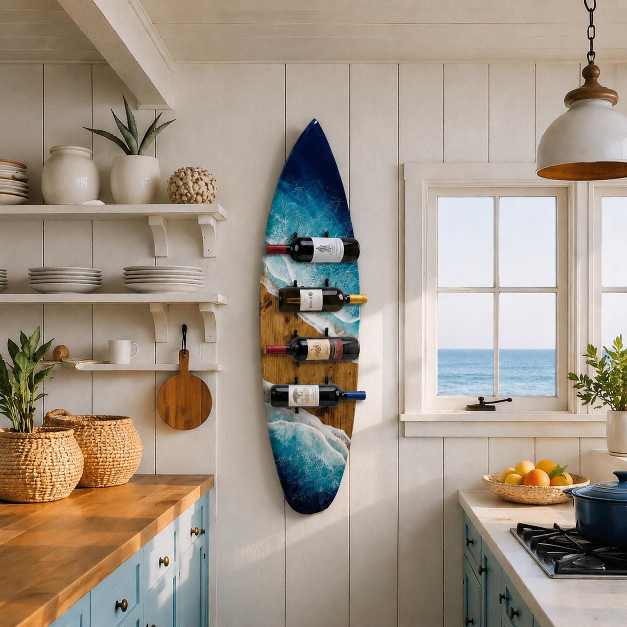 Sea Shell Wine Rack Resin Surfboard Wine Rack: Ocean Wave Decor - Etsy