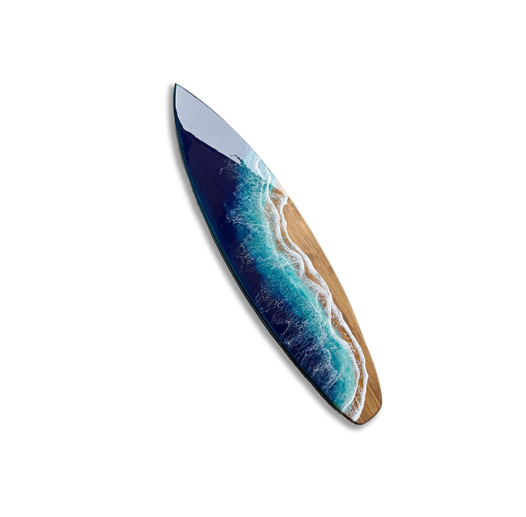 Resin Surfboard With Blue and Aqua Waves - Etsy