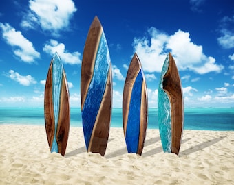 Handmade Black Walnut River Surfboard: Epoxy Resin Art