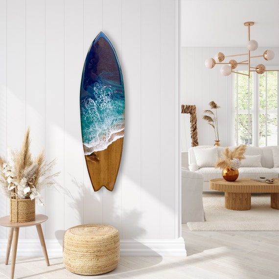 Wood Surf Blue / Wood × Blue Resin Art Resin Surfboard With Blue