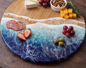 14" Lazy Susan with Resin Waves