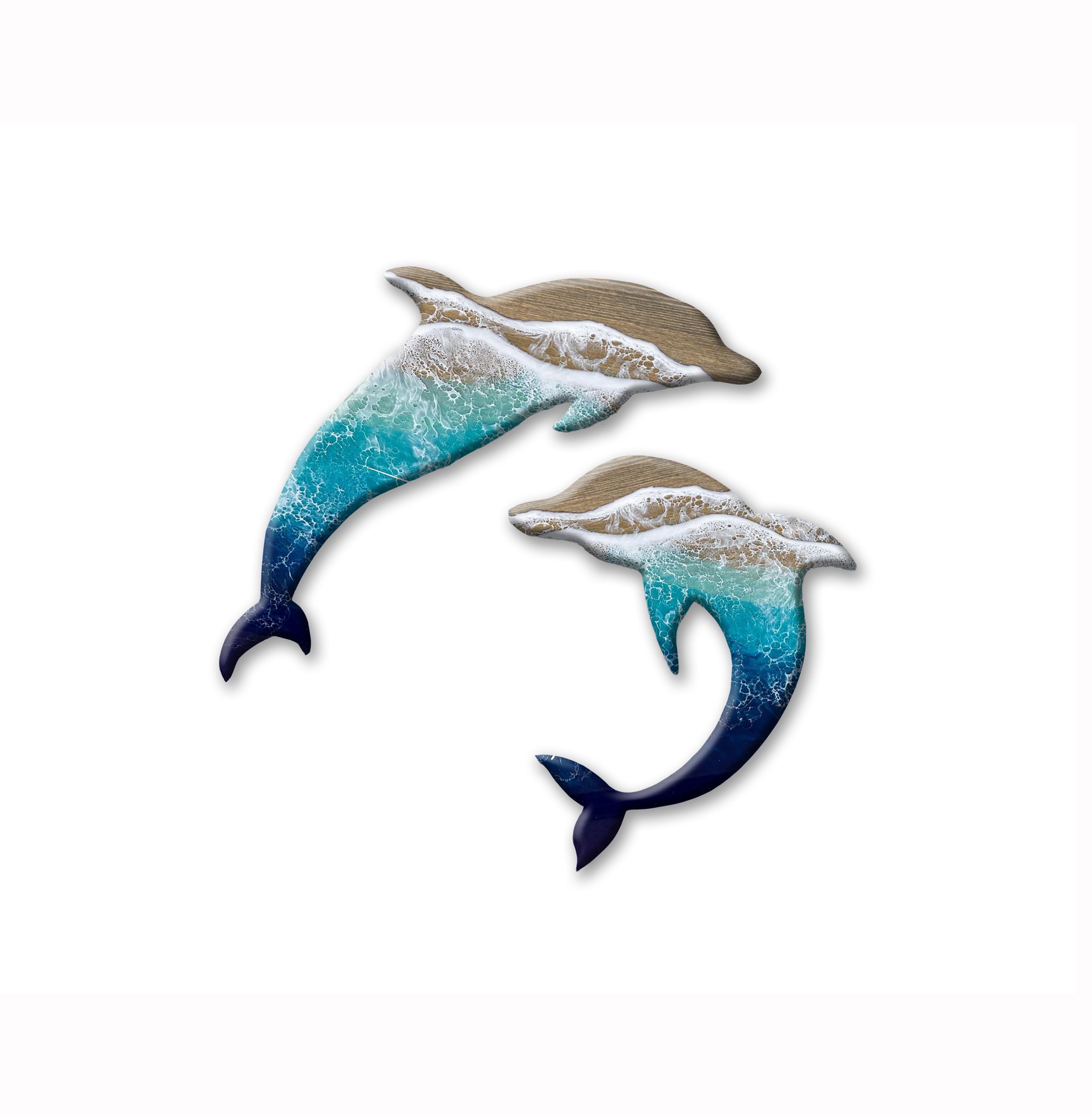 イヴ・ロエ彫刻　the Dolphins Dolphin Wall Art With Epoxy Resin Waves - Etsy