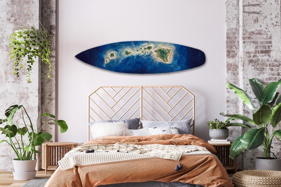 【Made in Hawaii】【希少】サーフアート 木製レリーフ 壁掛け Hawaii Surfboard With Resin Waves, Surfboard Wall Art - Etsy