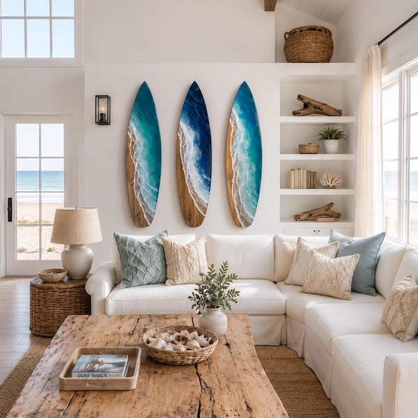 6' Ocean Surfbrett mit Kunstharz Wellen, Surfbrett Wandkunst