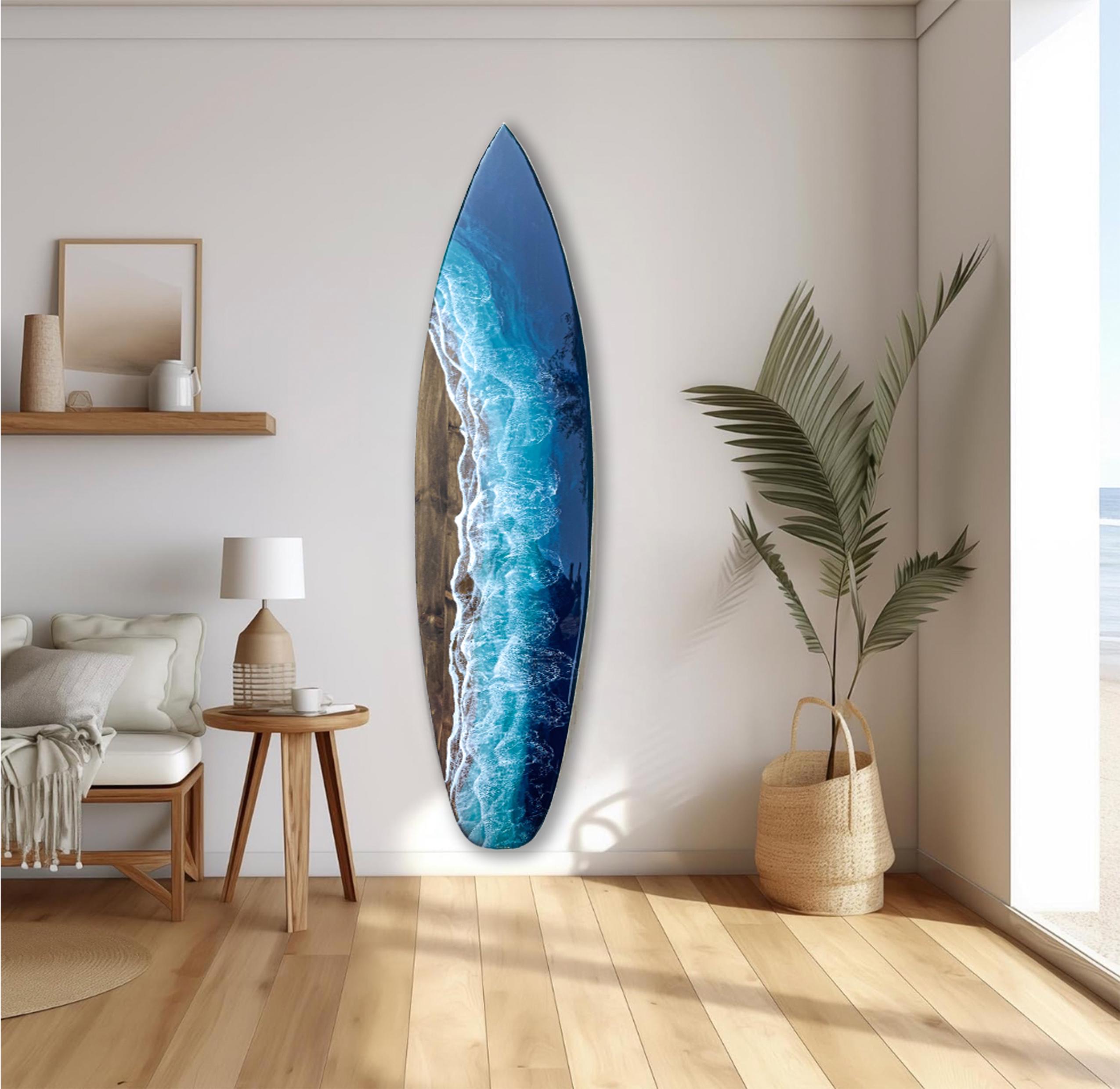 6' Ocean Surfboard With Blue Waves, Surfboard Wall Art - Etsy