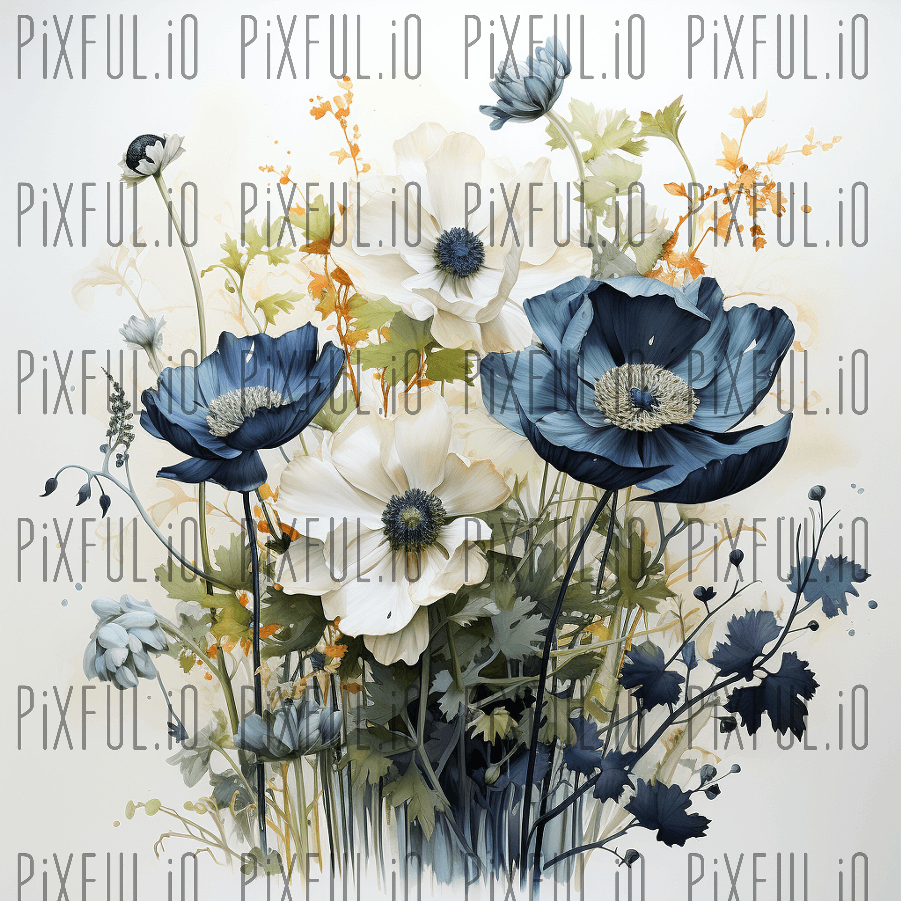 Printable Floral Digital Paper Set Watercolor Painting of Wildflowers ...