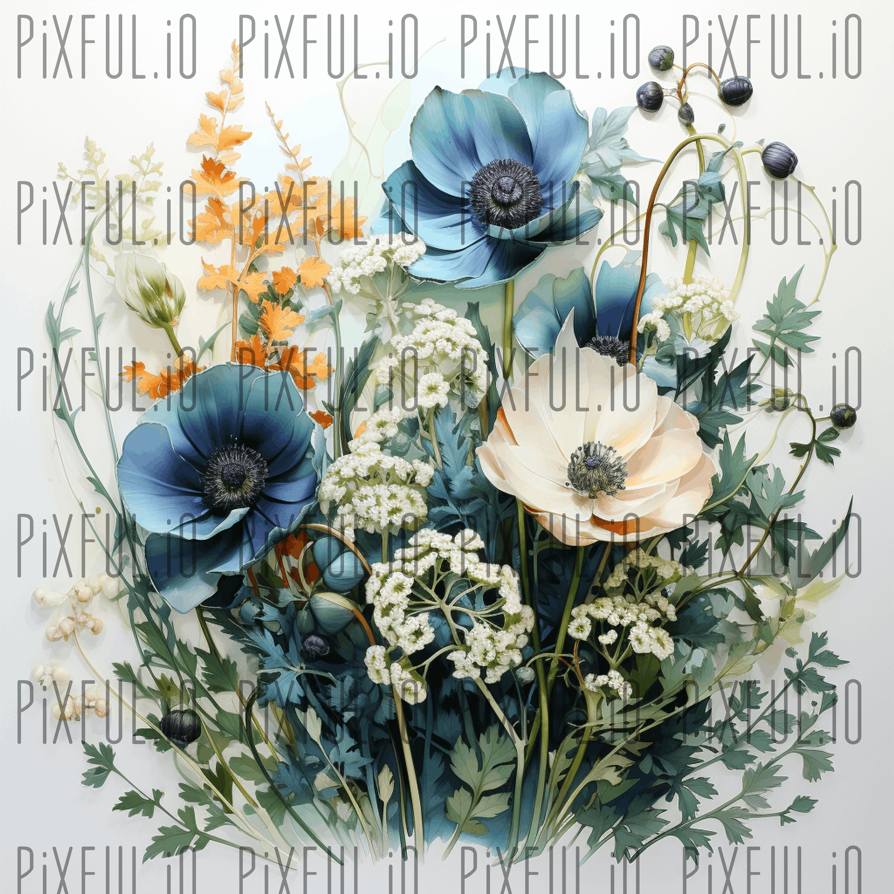 Printable Floral Digital Paper Set Watercolor Painting of Wildflowers ...