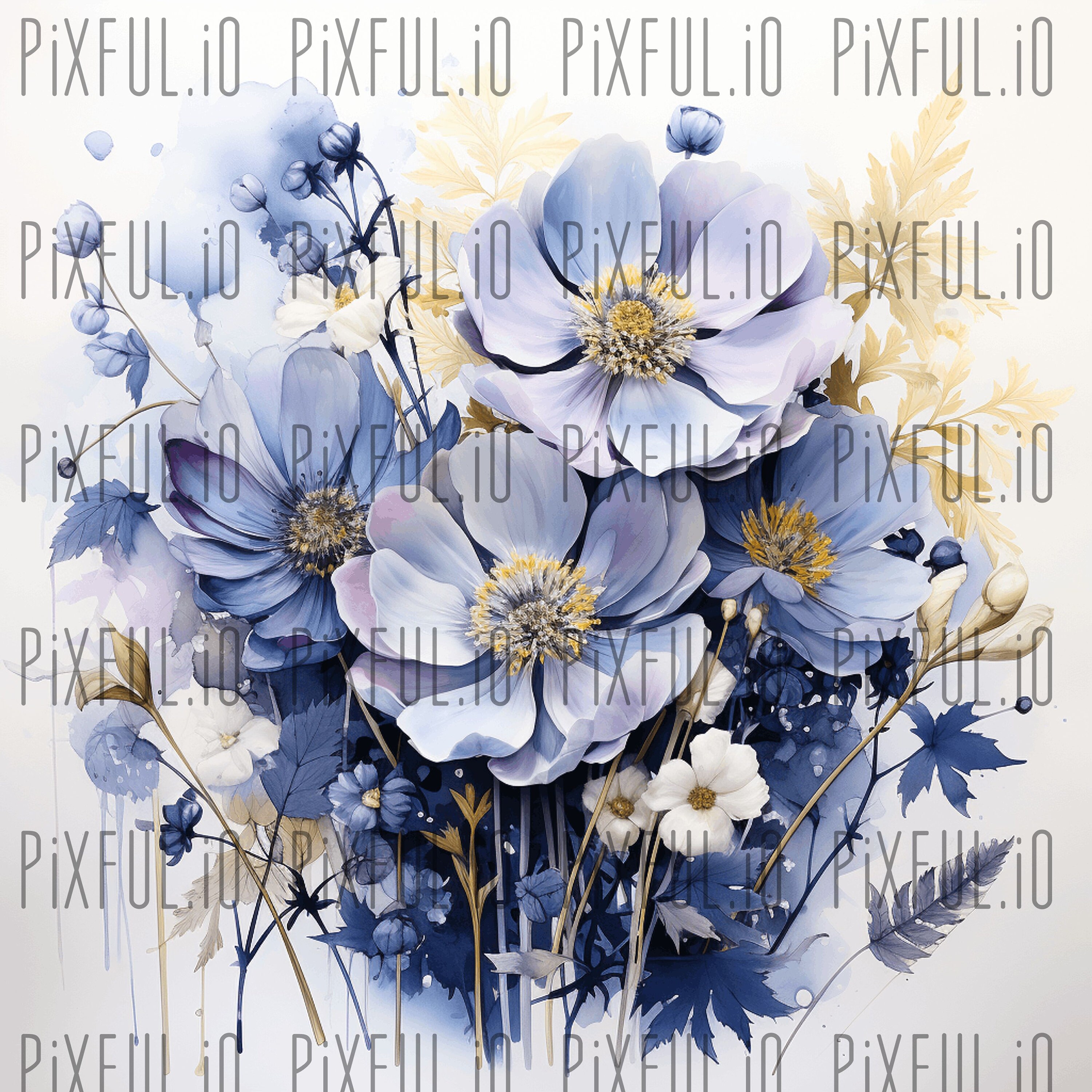 Printable Floral Digital Paper Set Watercolor Painting of Wildflowers ...