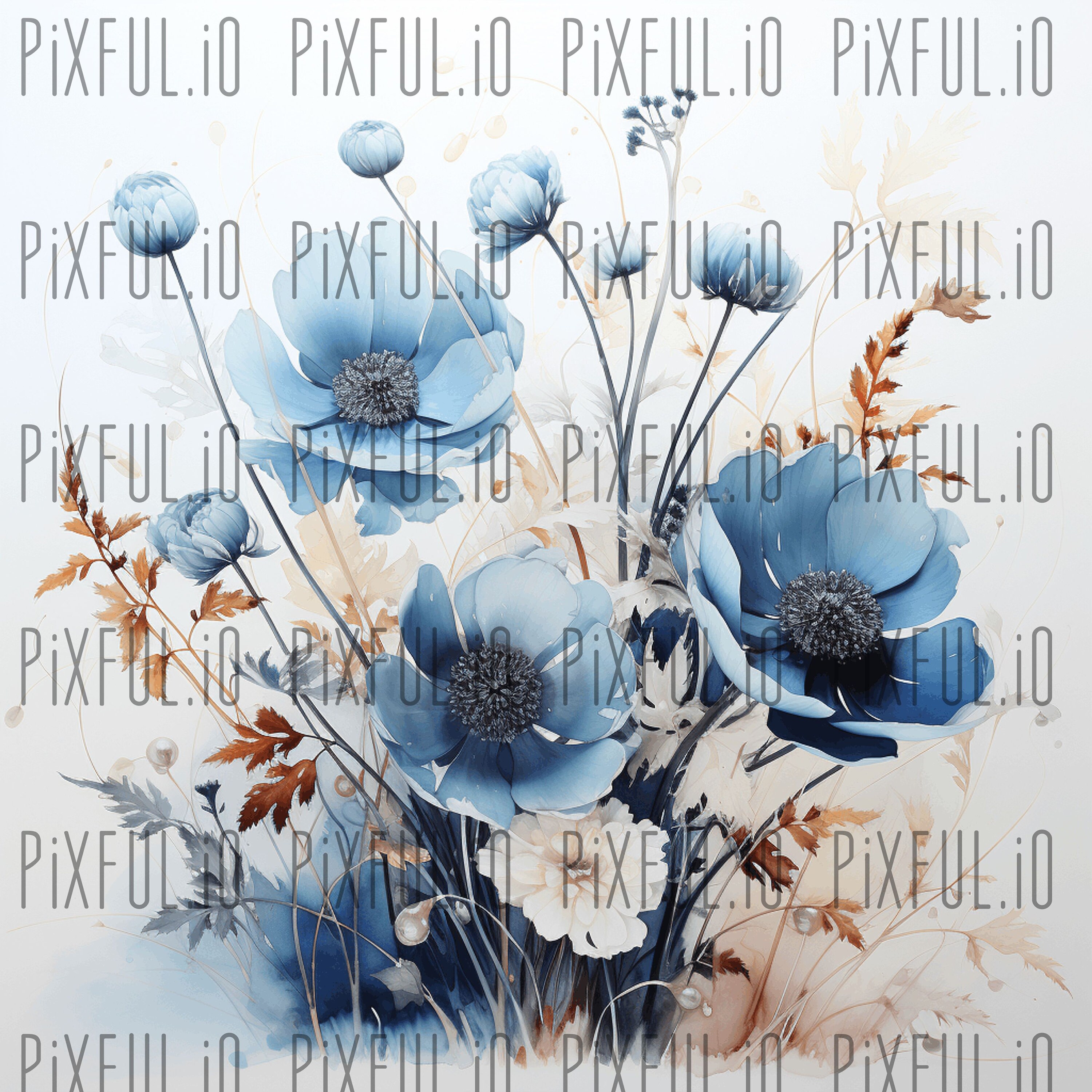 Printable Floral Digital Paper Set Watercolor Painting of Wildflowers ...
