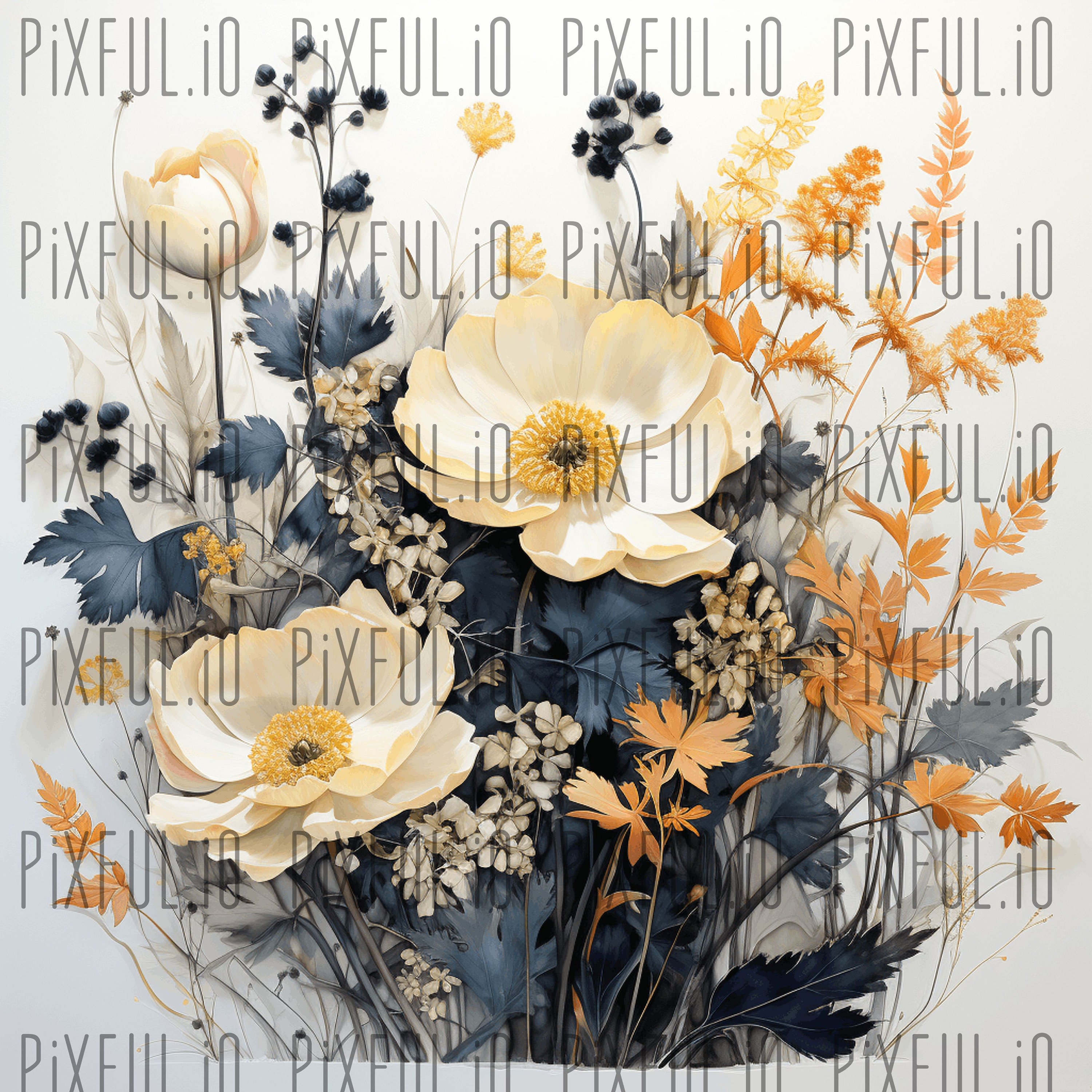 Printable Floral Digital Paper Set Watercolor Painting of Wildflowers ...