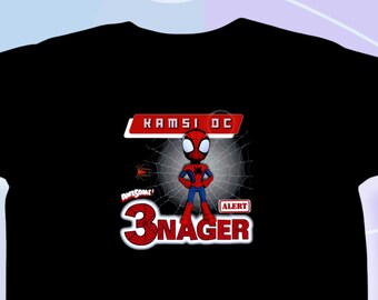 Personalized SuperHero Spidey, Birthday Boy T-Shirt, Birthday Gift, 3 Years, Threenager