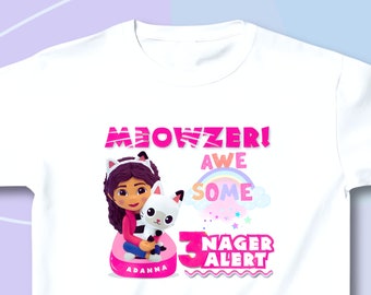 Personalized Gabby's Dollhouse, Birthday T-shirt for Girls, Birthday Gift For Girls, 3 Years , Threenager