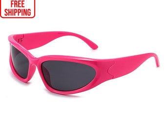 Colorful Mirror Fashion Eyewear: Y2K Sports Punk Sunglasses for Women & Men | Designer Square Goggle | UV400 Luxury Sun Glasses