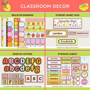K&ouml;nnte beinhalten: Klassenzimmer-Dekor-Set mit Pinnwand-Bord&uuml;ren, Sch&uuml;lernamensschildern, Display-Buchstaben und Aufklebern. Das Set enth&auml;lt verschiedene Stile und Farben mit Textoptionen zur Anpassung. Enth&auml;lt A-Z-Buchstaben und Etiketten in Rechteck-, Quadrat- und Kreisformen.
