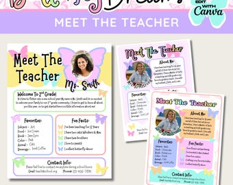 Butterfly Meet The Teacher Template: Editable Letter (Digital Download)