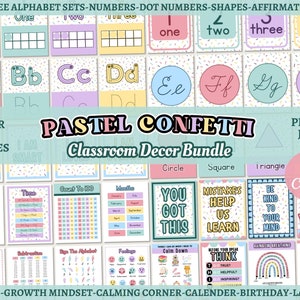 Pastel Classroom Decor Bundle, Editable Classroom Bundle, Canva Templates, Teacher Educational Resources, Classroom Learning Posters Labels