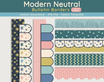 Neutral Boho Bulletin Board Borders: Editable Classroom Decor (Canva Template)