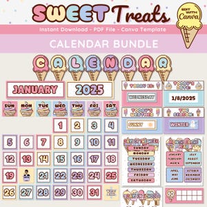 Classroom Calendar, Printable & Editable Classroom Calendar, Pastel Classroom Wall Decor, Teacher Resource, Canva Template