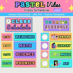 Pastel Class Schedule: Editable Classroom Decor (Digital Download)
