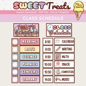 Class Schedule Display, Printable & Editable Today&#39;s Schedule Bulletin Board, Pastel Classroom Wall Decor