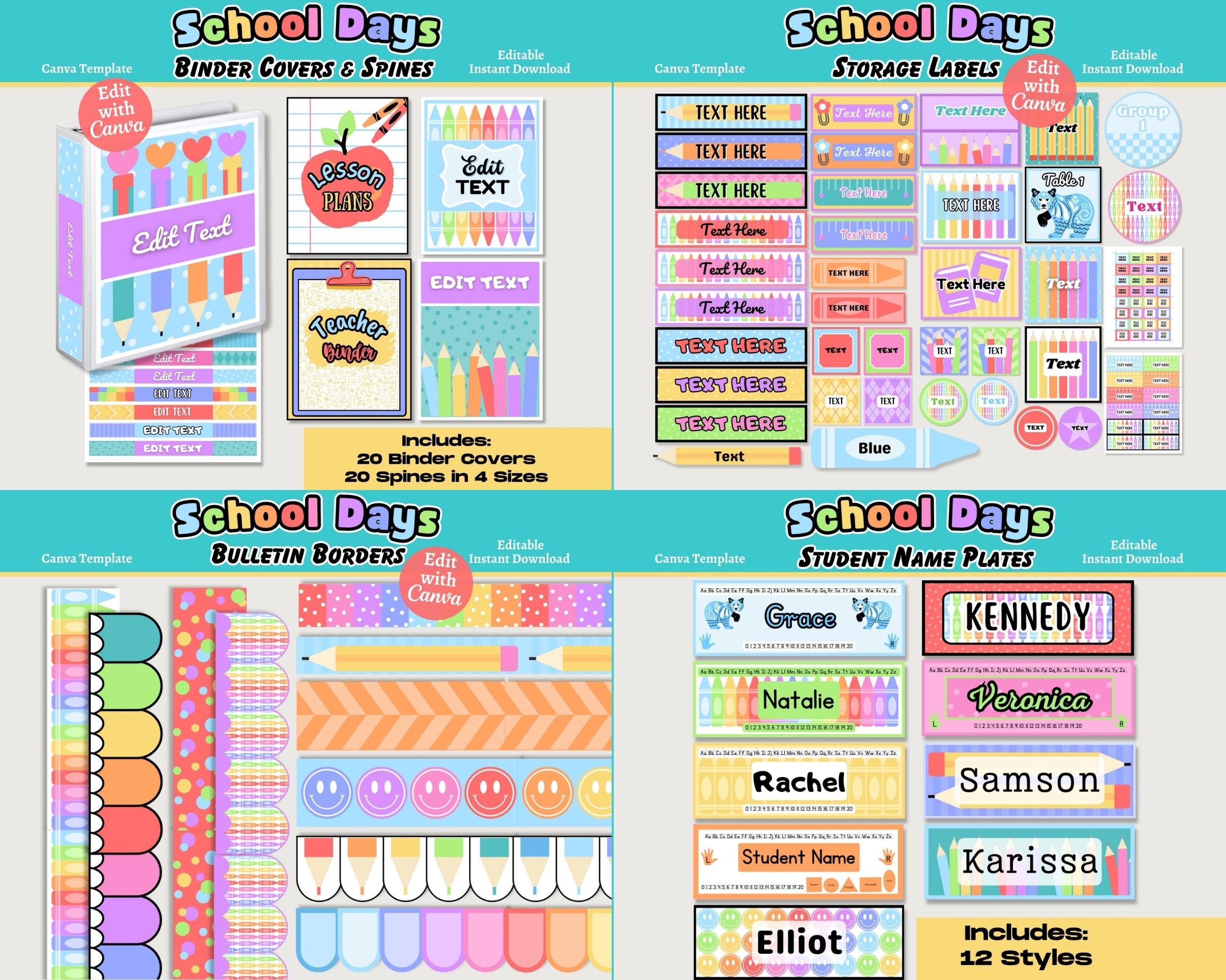 Bright Rainbow Classroom Decor Bundle: Editable Posters (canva Template ...