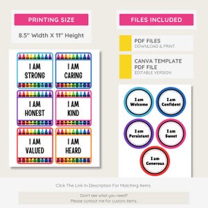 Rainbow Crayon Affirmation Station Kit: Editable Classroom Decor (canva ...