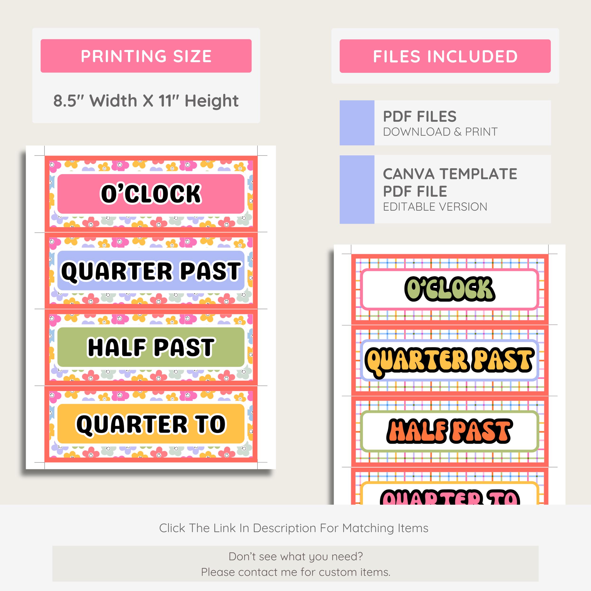 Editable Classroom Clock & Hand Labels, Right/left Hand Posters, Retro ...