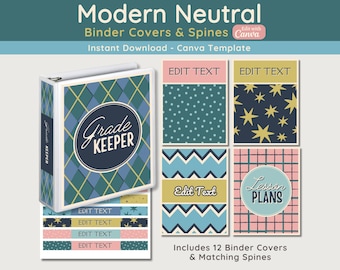 Editable Modern Binder Covers and Spines: Classroom Decor (Digital Download)