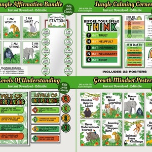 Jungle Classroom Decor, Editable Complete Classroom Printable Bundle ...