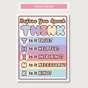 Before You Speak Think Classroom Poster, Printable & Editable Classroom ...