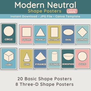 Classroom Shape Posters, Printable 3-D Shape Posters, Shapes Bulletin Board Display, Canva Template, Instant Download
