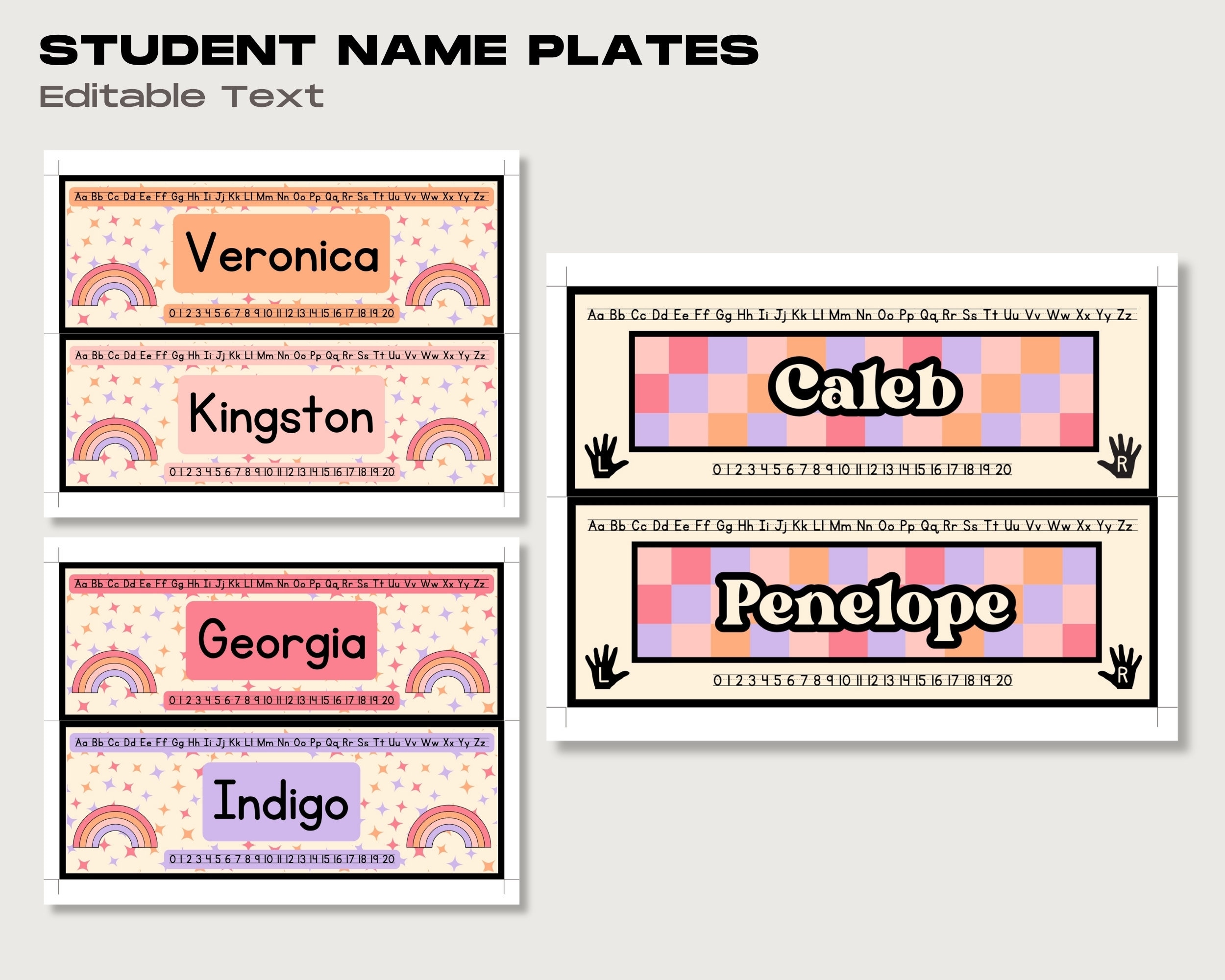 Retro Student Name Plates, Printable & Editable Classroom Name Tags
