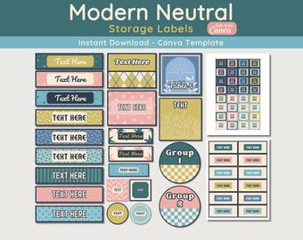 Editable Classroom Storage Labels: Modern Neutral Decor (Digital Download)