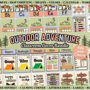 Adventure Classroom Decor Bundle, Printable & Editable Classroom Decor, Classroom Posters Labels, Instant Download, Teacher Canva Template
