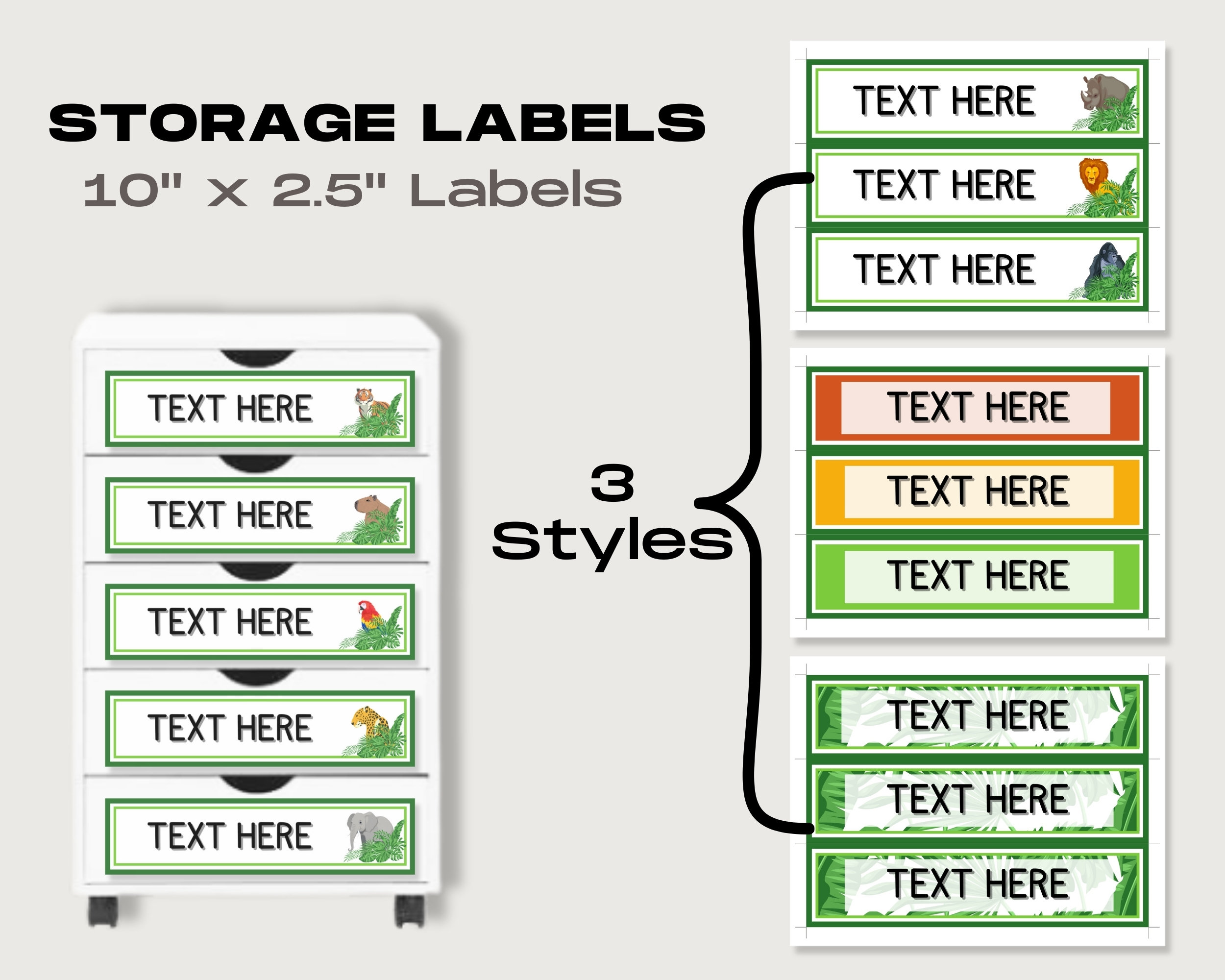 Jungle Labels, Editable Square Rectangle Circle Printable Labels ...