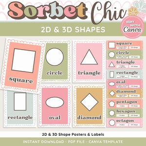 2D & 3D Formen Lernposter: Grundlegende Formetiketten, einfache, schicke Klassenzimmerdekoration