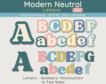 Printable A-Z Bulletin Board Letters: Modern Neutral Decor (Canva Template)