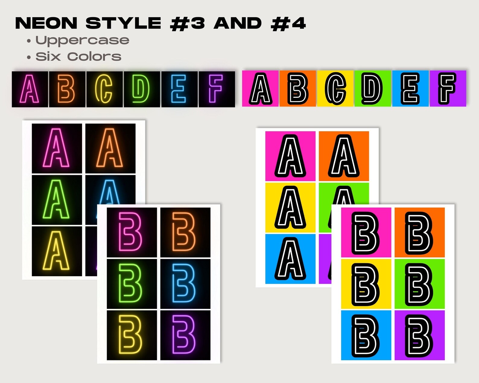 Neon Party Bulletin Board Display, Editable &amp; Printable Neon Letters, Neon Party Decor, Neon ...